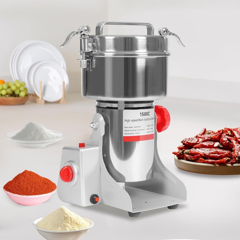 banborba Grain Mill Grinder Electric 1500g Commercial Spice Grinder 4100W Stainless Steel Pulverizer Dry Grinding Machine for Wheat Corn Rice Pepper Herbs Coffee Beans - Image 3